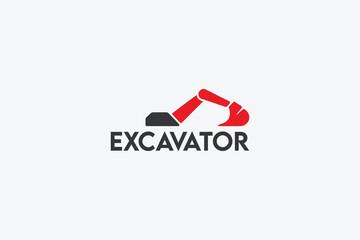 Excavator logo with stylized arm and bucket elements in red. © Work Smartly