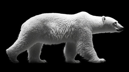 Fototapeta premium majestic polar bear walking gracefully, showcasing its thick white fur and strong physique. This powerful animal embodies beauty of Arctic wilderness