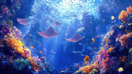 coral reef in the blue sea