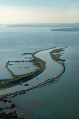 Obraz premium Rhine delta in Hard in Austria seen from a small plane