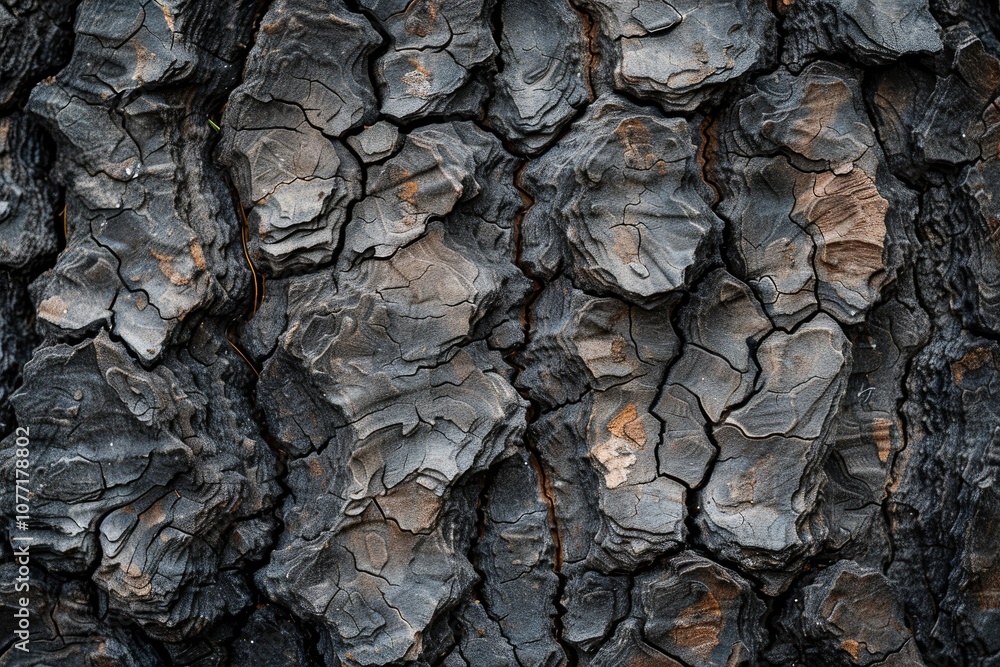 Poster detailed view of weathered and worn tree bark with rough texture, weathered and worn tree bark with 