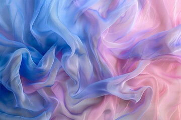 Obraz premium Detailed view of blue and pink fabric blending together in intricate patterns, Whirls of blue and pink blending together in a delicate dance