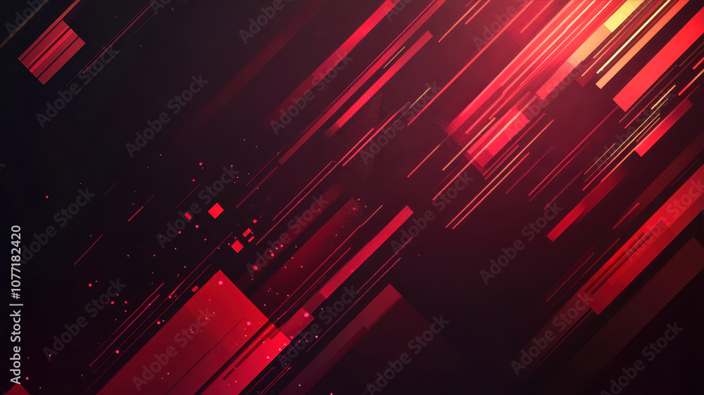 Aufkleber abstract dark red digital technology design with dynamic lines and shapes on a black background