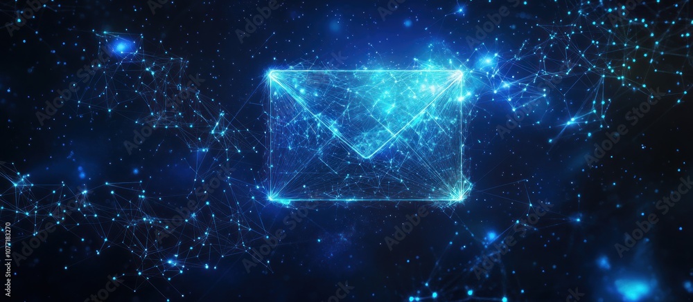 Aufkleber abstract image of e-mail symbol in the form of a starry sky or space, consisting of points, lines, a