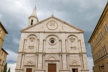 Historic duomo cathedral in the center of Pienza, Italy