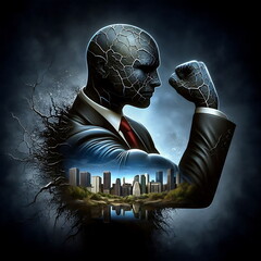 Creating a New Path in Business and Never Giving Up , New Technology , How to Make Money ,Smart , Cybersecurity , Superhero Businessman Facing Challenges ,Company Issues,  AI , 4K , Background