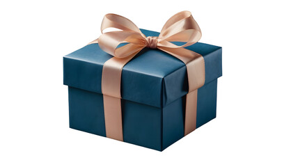 Obraz premium Blue gift box with pink ribbon isolated on transparent background