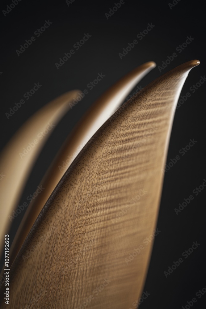 Poster a close-up view of a wooden object against a dark background, ideal for use in product or design ill