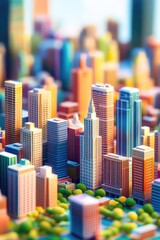 Obraz premium A bustling metropolis with many high-rise buildings