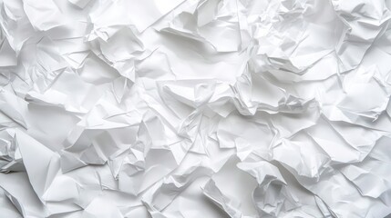 Fototapeta premium A close-up image of a crumpled white paper texture background.
