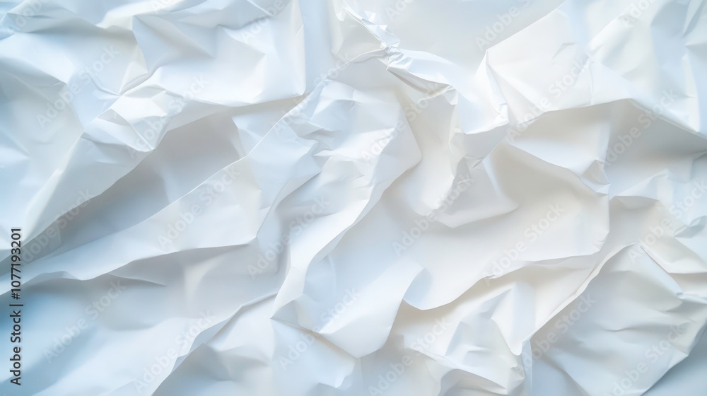 Poster crumpled of white paper for background and texture concept.