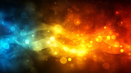 Fototapeta premium Vibrant abstract background with blue, orange, and yellow waves, creating dynamic and energetic atmosphere. Perfect for festive themes or creative projects