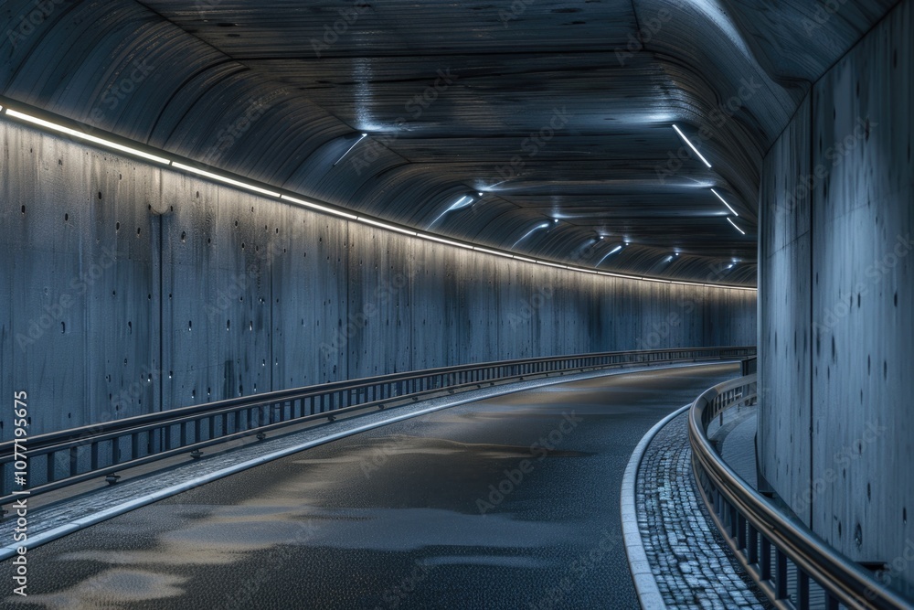 Aufkleber A photo of a long road stretching out from the end of a tunnel, great for use in travel or infrastructure related projects