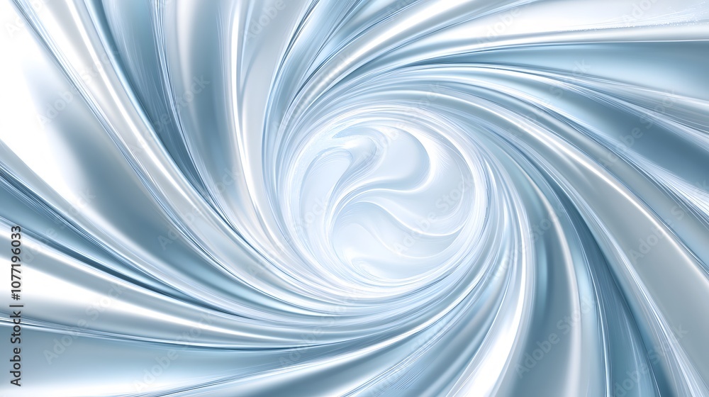 Poster beautiful abstract swirling tunnel design in soft blues and whites, creating a sense of depth and mo