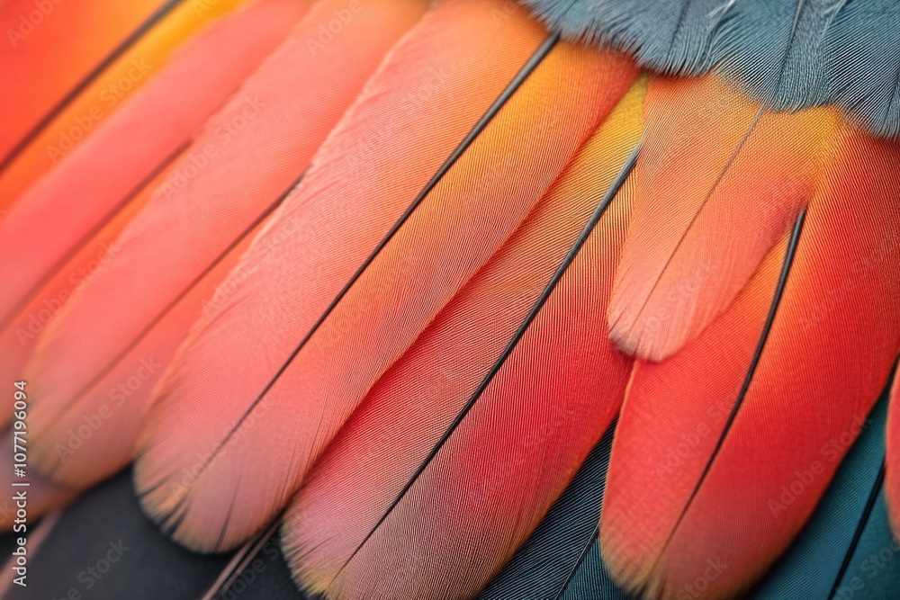 Poster close-up view of vibrant and colorful bird feathers