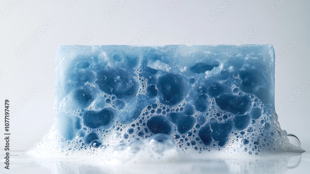 Poster A detailed view of a bar of soap on a table, great for highlighting texture and design