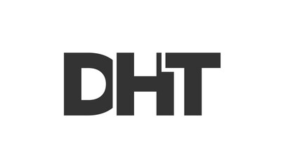 DHT logo design template with strong and modern bold text. Initial based vector logotype featuring simple and minimal typography. Trendy company identity.