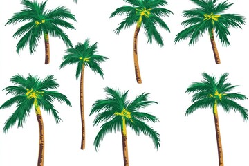 Obraz premium A group of palm trees with bright yellow leaves, ideal for tropical or nature-themed designs