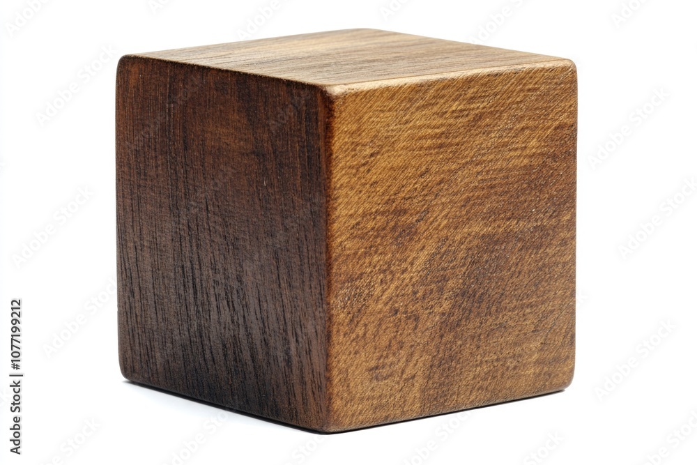 Poster a simple wooden block sits on a clean white background
