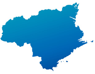 Fototapeta premium 徳島県 地図 青色 グラデーション イラスト