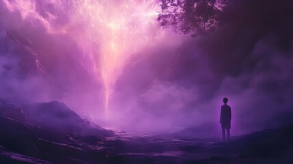 Fototapeta premium Mesmerizing Mystical Storm Casting Ethereal Glow Across Dramatic Landscape Scene