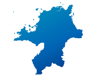 Fototapeta premium 福岡県 地図 青色 グラデーション イラスト