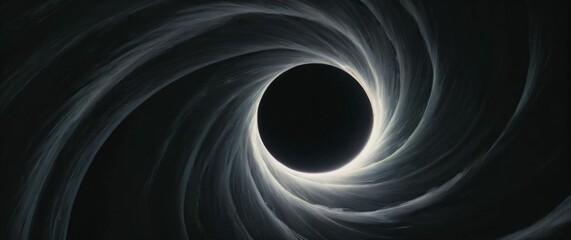 Black hole with light being bent and twisted into spiral shapes