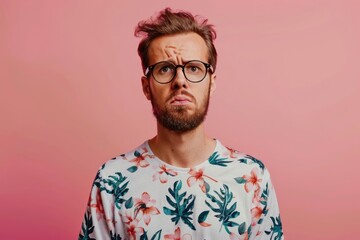 Fototapeta premium man in floral print t shirt