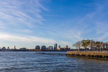 New Jersey skyline panorama over Hudson River viewed from New York City Manhattan downtown