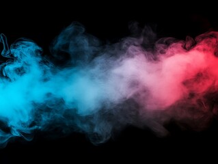 Obraz premium Bright pink and blue smoke swirl together, creating a vibrant explosion of colors that contrasts against a black backdrop