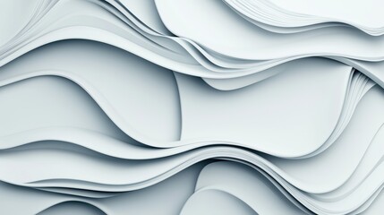 Obraz premium Abstract close-up of layered white paper sheets creating a wavy, flowing pattern in a minimalist style.