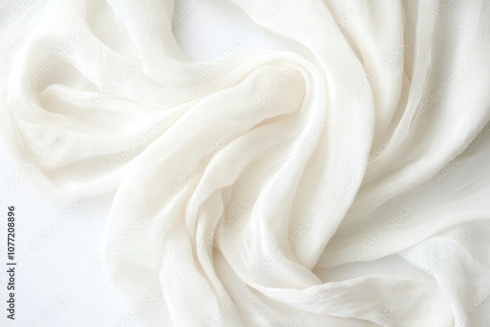 Poster a close-up shot of a white cloth lying flat on a table, great for adding a touch of simplicity and e