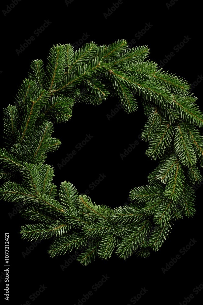 Poster simple yet elegant pine branch wreath against a dark background