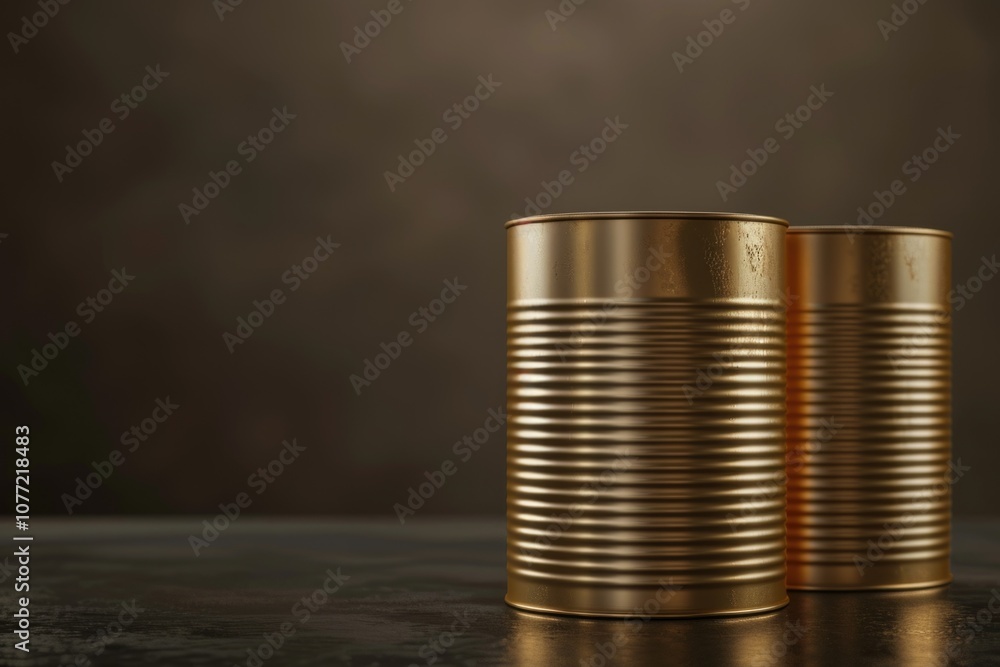 Poster a pair of tin cans placed on a flat surface, possibly used for storing or organizing small items