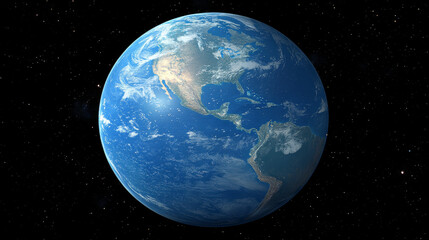 Obraz premium Earth viewed from space, showcasing its blue oceans and landmasses, surrounded by stars. stunning representation of our planet beauty and vastness