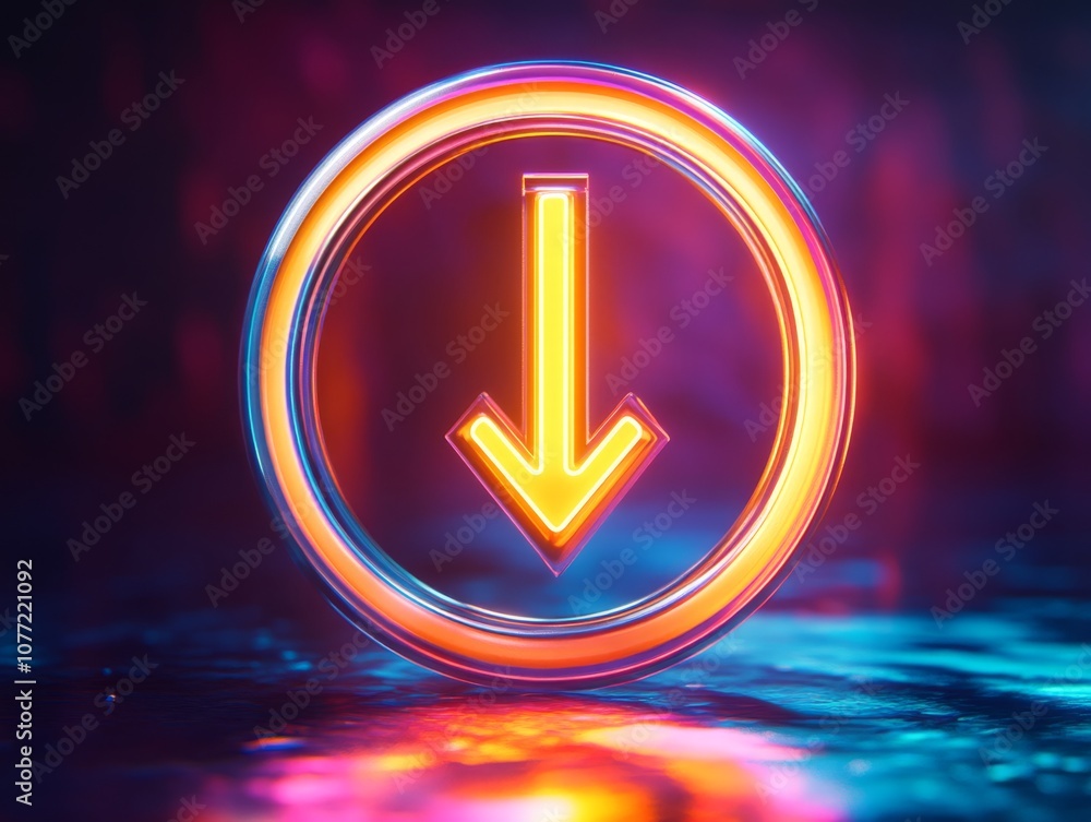 Aufkleber this is a vibrant and captivating 3d abstract art piece that prominently features a glowing arrow lo