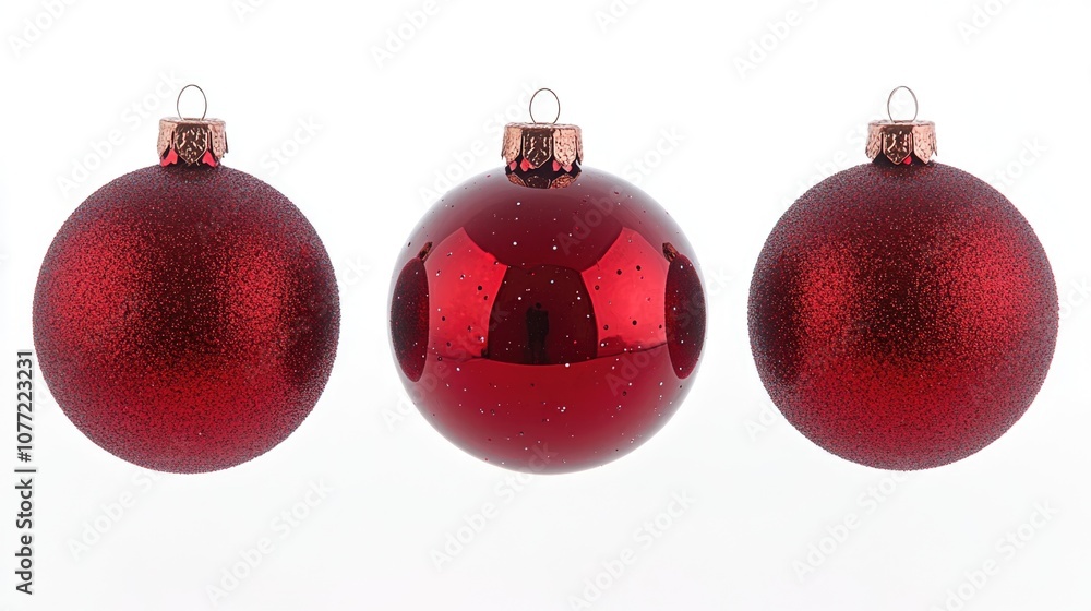 Poster three red christmas ornaments hanging from a string