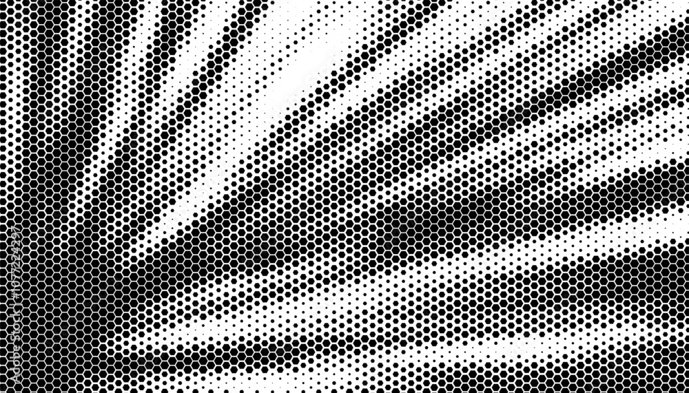 Poster black and white abstract hexagon pattern with light pattern effect. vector format illustration. full
