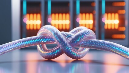 two colorful loose ends tied together in the center, symbolizing strength and unity on a dark background