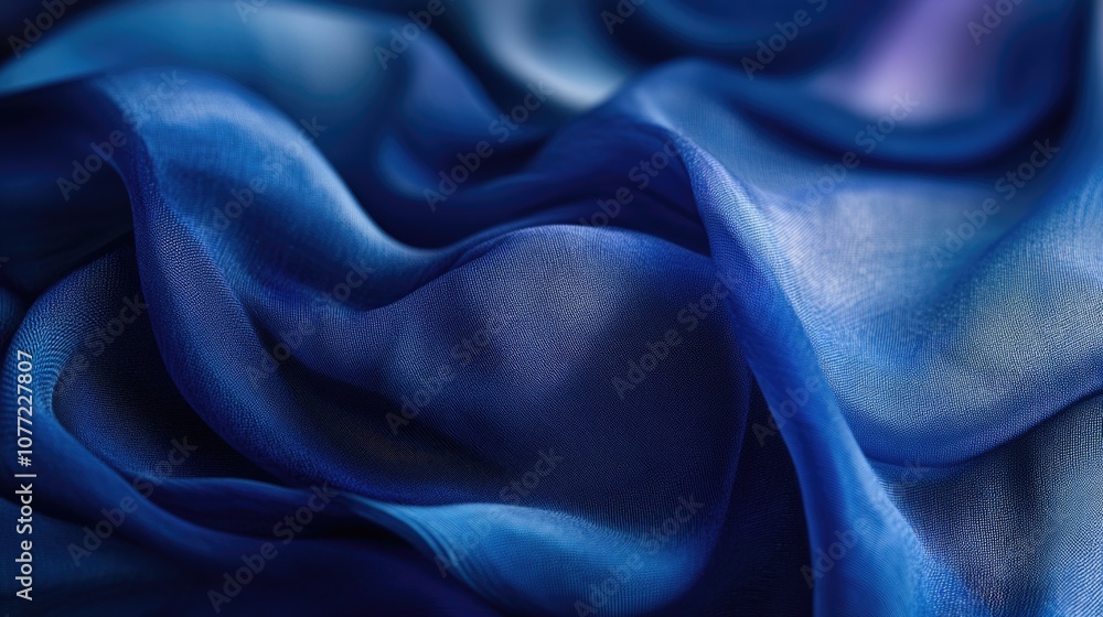 Poster a close-up view of a blue fabric with intricate patterns and textures