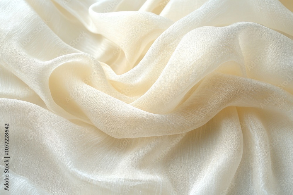 Poster A close-up shot of white fabric with intricate patterns and textures