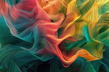 Obraz premium Close-up shot of a vibrant, colorful fabric with intricate patterns and textures