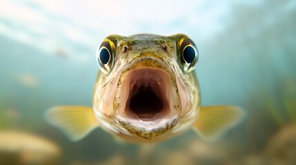 A close up of a fish with its mouth open