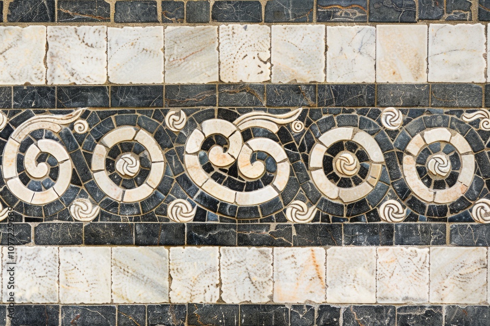 Poster A decorative tile wall with intricate design and patterns