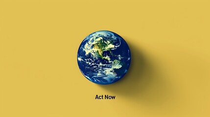 A minimalist Earth Day design with a clean circle representing the earth, and only two words "Act Now" in a bold, elegant font.