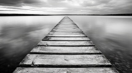 Obraz premium A long wooden pier stretching out into the water