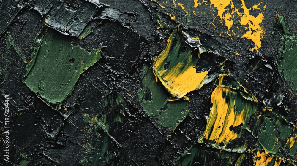 Poster a close-up view of black and yellow paint, ideal for use in diy projects or crafting