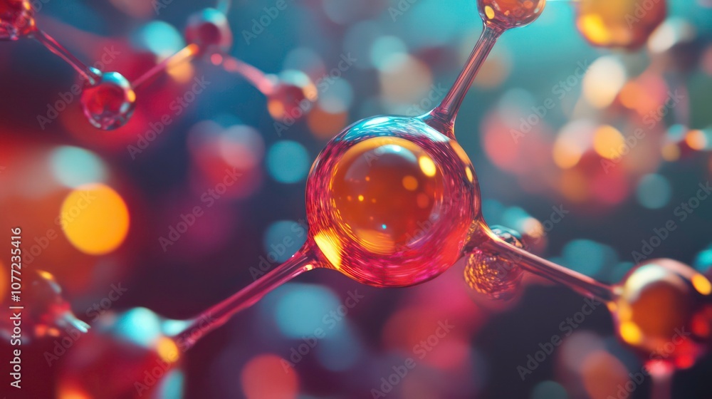 Fototapete a close-up of a molecular structure with glowing spheres connected by thin lines, creating a sense o