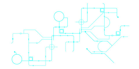 Vectors Technology blue circuit diagram. High-tech connection system on a white background.