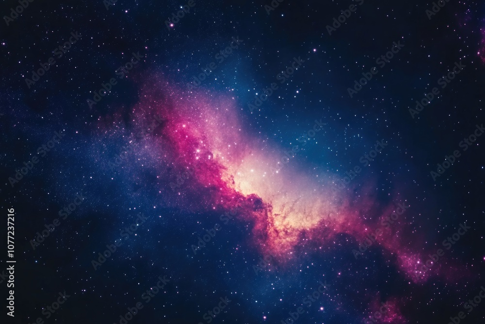 Poster a vibrant and lively depiction of a galaxy with stars, ideal for use as an abstract background or il